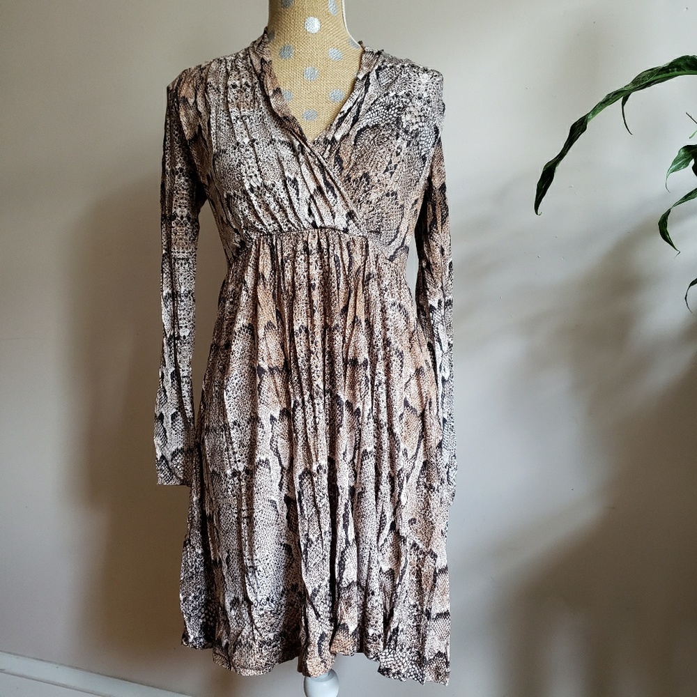 Snake Print Surplice Dress